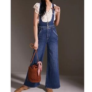 Pilcro Anthropologie The Carpenter Denim Pinafore Jumpsuit in Blue Size 30